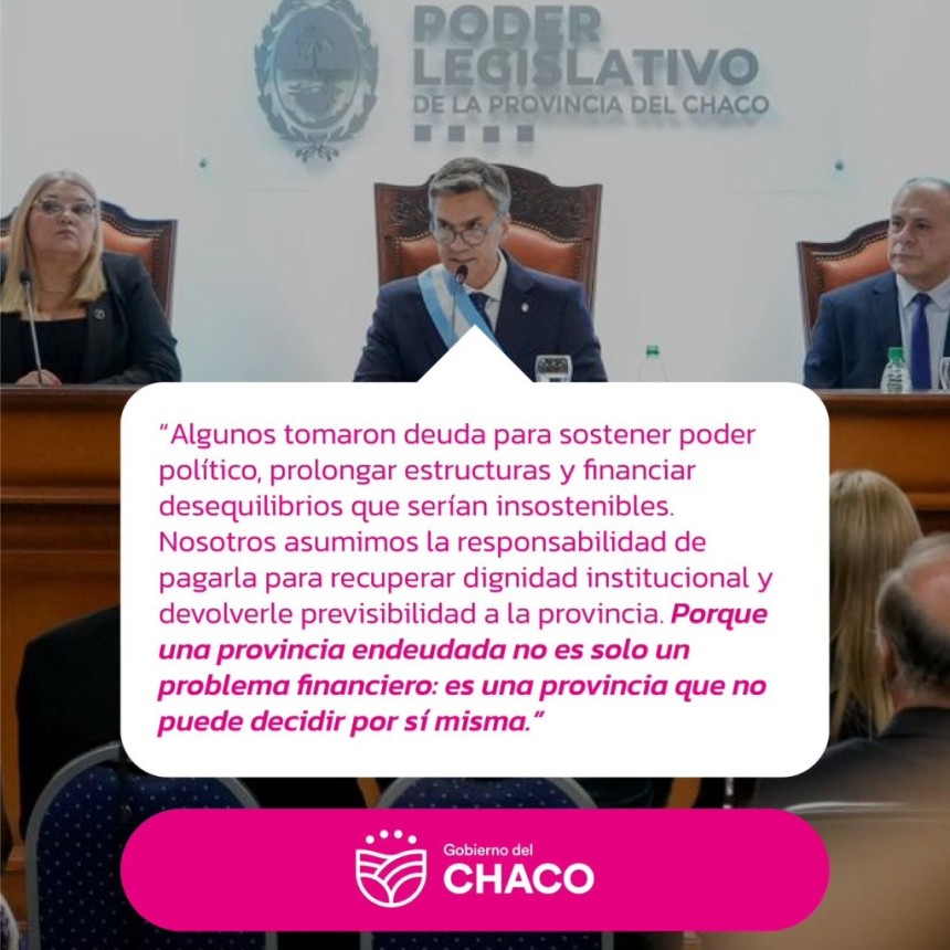 APERTURA DE SESIONES: &ldquo;NO VOLVEREMOS ATR&Aacute;S, VAMOS HACIA UNA PROVINCIA ORDENADA Y CON RUMBO&rdquo; EXPRES&Oacute; ZDERO