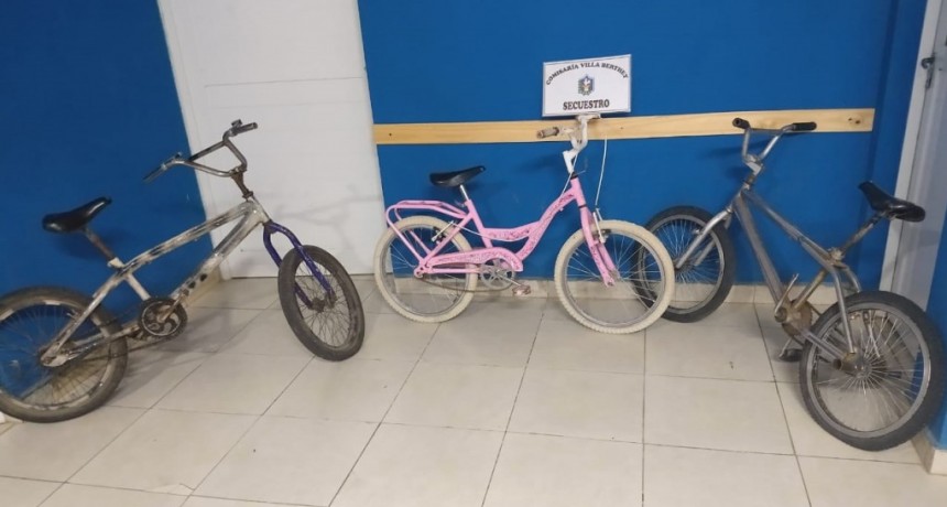 Villa Berthet: RECUPERAN 3 BICICLETAS ROBADAS DESDE DIFERENTES DOMICILIOS