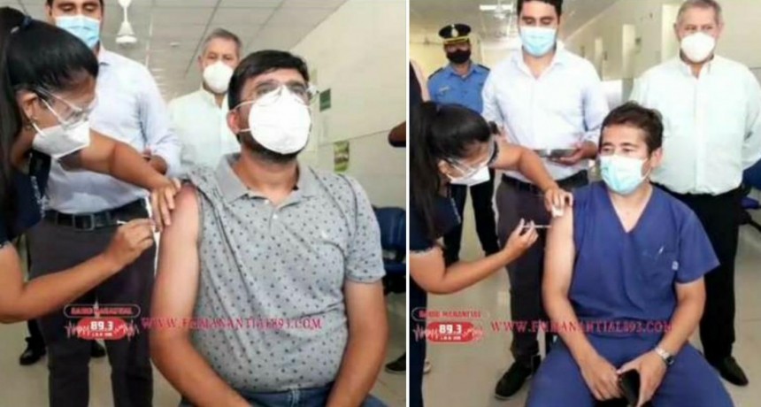 Villa &Aacute;ngela: EL DIRECTOR DE ZONA SANITARIA I, GUSTAVO HERRERA Y EL DIRECTOR DEL HOSPITAL "SALVADOR MAZZA", LARGION HERRERA FUERON LOS PRIMEROS EN APLICARSE LA VACUNA SPUTNIK-V
