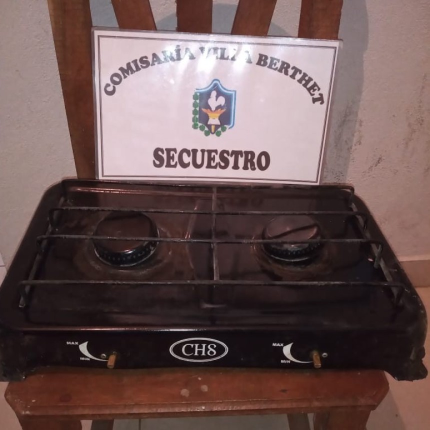 Villa Berthet: EL PERSONAL POLICIAL RECUPERA UNA COCINA ANAFE ROBADA EN LA TARDE DEL LUNES