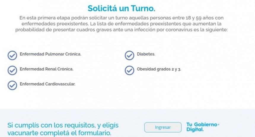 COVID-19: MÁS DE 900 PERSONAS CON FACTORES DE RIESGO SE REGISTRARON PARA RECIBIR LA VACUNA