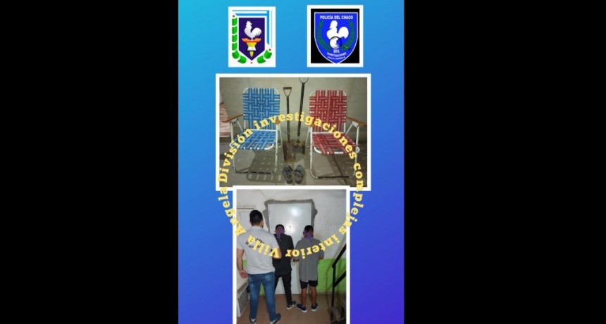 Villa &Aacute;ngela: RECUPERAN ELEMENTOS ROBADOS Y DETIENEN A DOS PERSONAS POR EL HECHO.