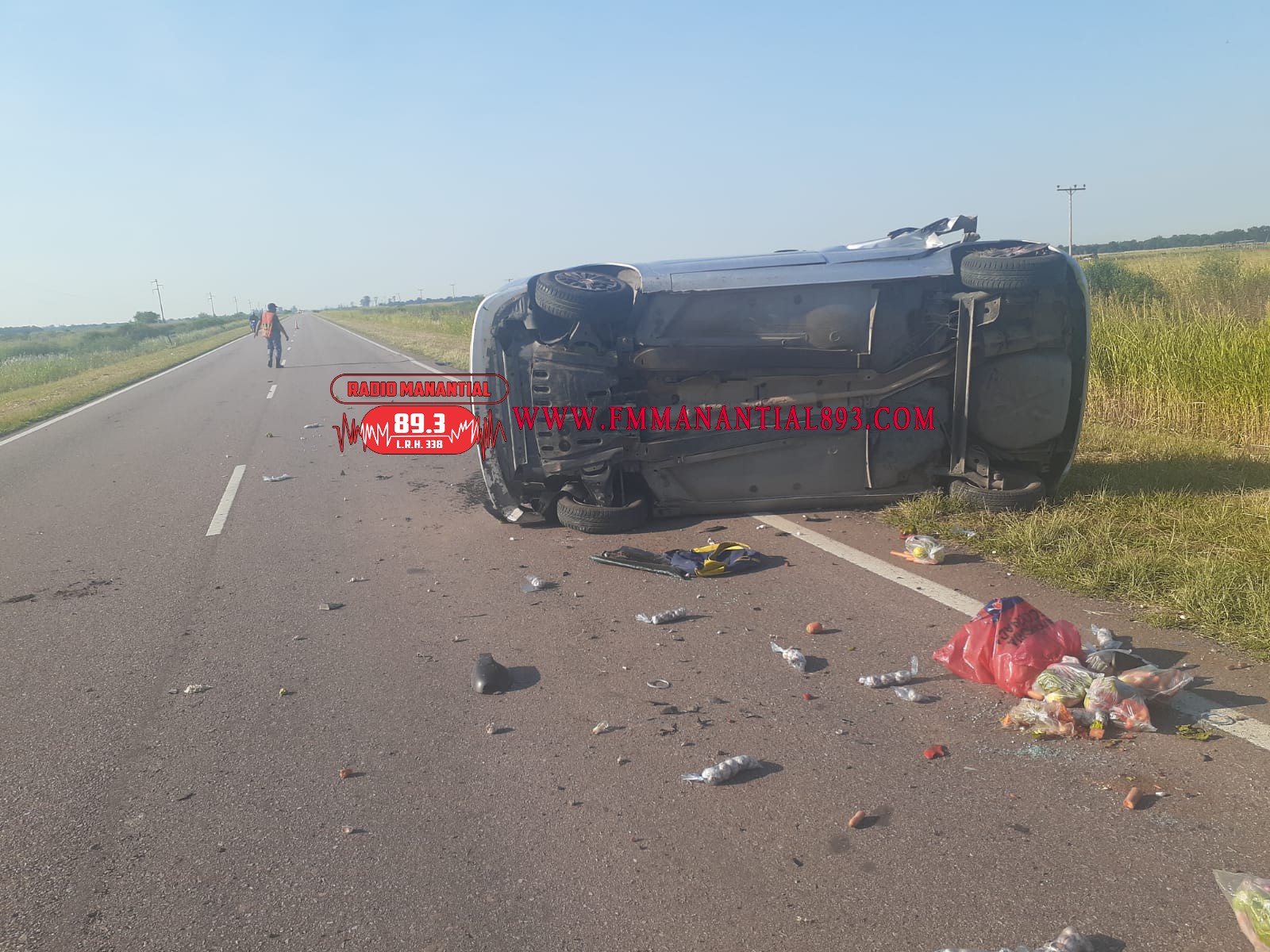 San Bernardo: VUELCO EN EL CRUCE 42 SOBRE RUTA NACIONAL N&deg;95 | 5 PERSONAS A BORDO DEL VEH&Iacute;CULO