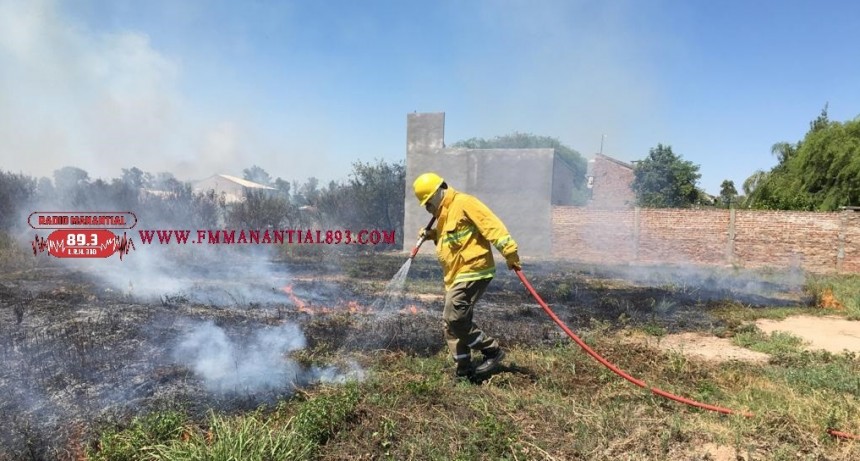 Villa &Aacute;ngela: EL PERSONAL DE BOMBEROS INTERVINO EN EL INCENDIO DE UN TERRENO BALD&Iacute;O Y EVITO QUE EL FUEGO SE PROPAGARA A LAS VIVIENDAS