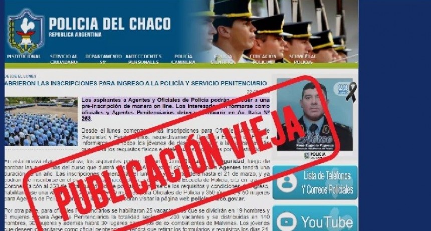 NO EST&Aacute; ABIERTA LA INSCRIPCI&Oacute;N PARA EL INGRESO A LA POLIC&Iacute;A