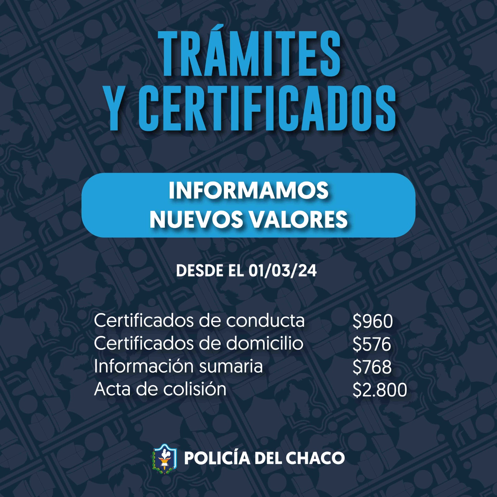 NUEVOS ARANCELES PARA LOS TR&Aacute;MITES DE ANTECEDENTES PERSONALES