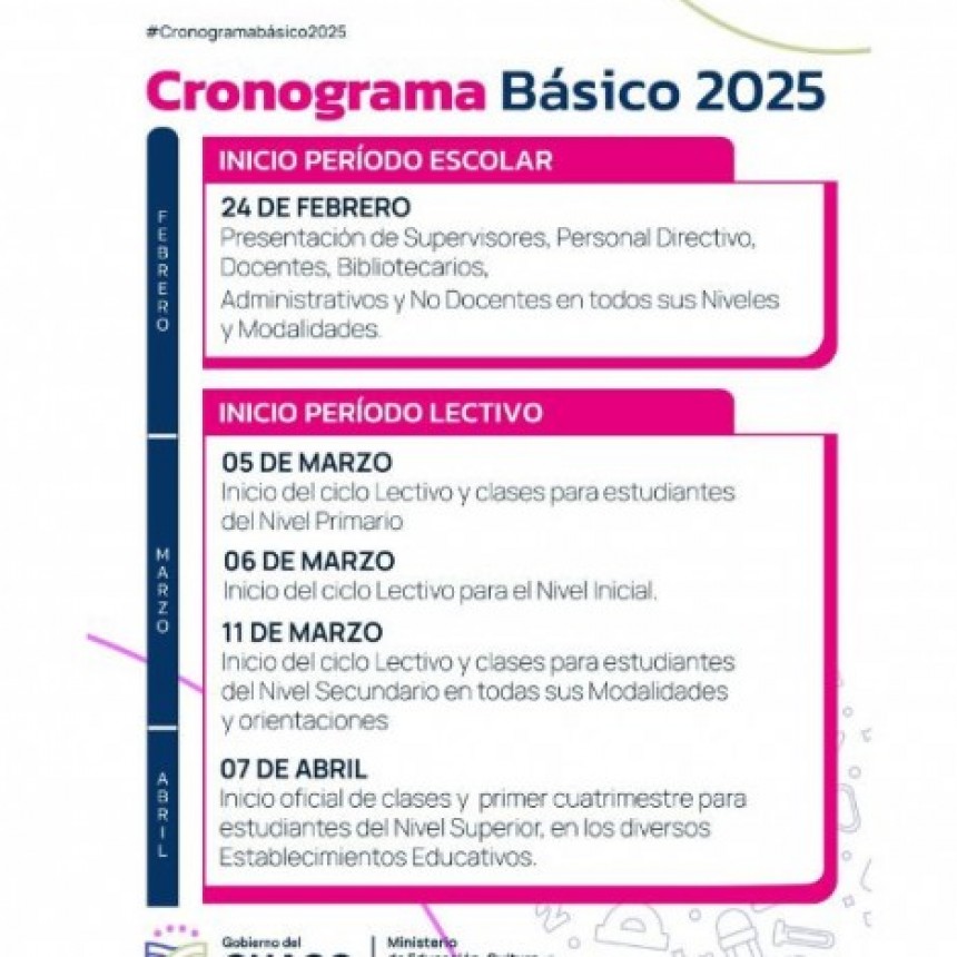 CALENDARIO ESCOLAR 2025: EN MARZO SE INICIAR&Aacute; EL CICLO LECTIVO EN EL CHACO