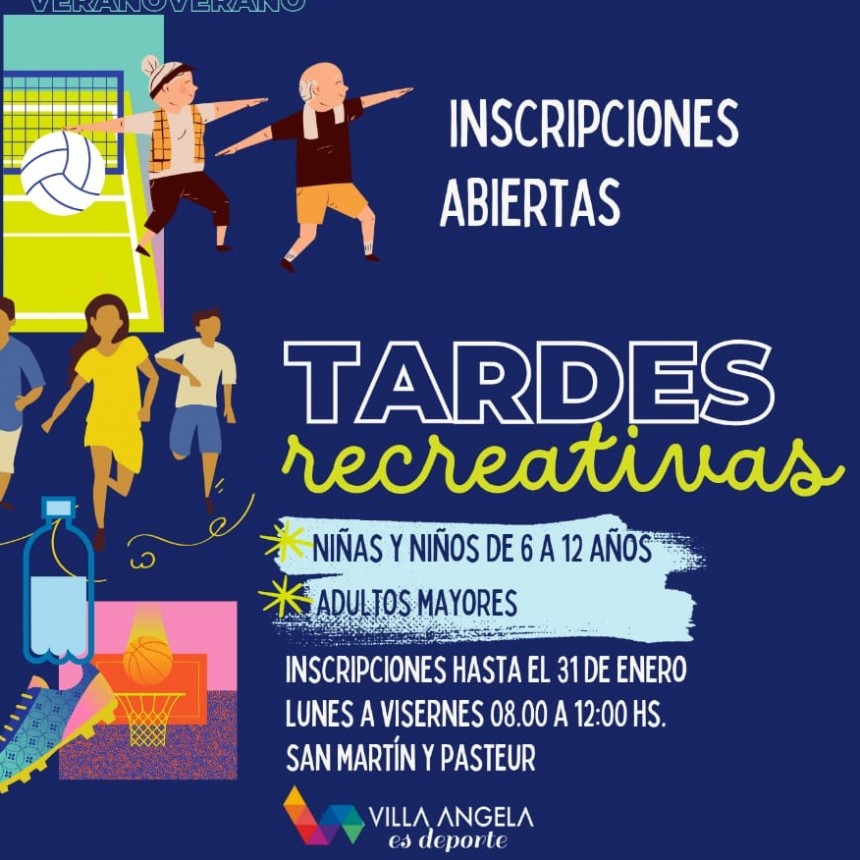 Villa &Aacute;ngela: HASTA EL 31 DE ENERO SE ENCUENTRA ABIERTA LA INSCRIPCI&Oacute;N GRATUITA A LAS TARDES RECREATIVAS DEL MUNICIPIO