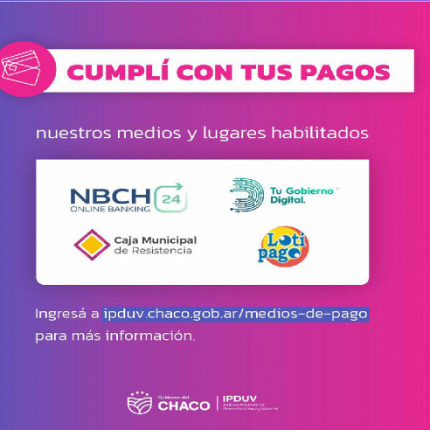 OPCIONES DE PAGO PARA LA REGULARIZACI&Oacute;N DE CUOTAS DEL IPDUV