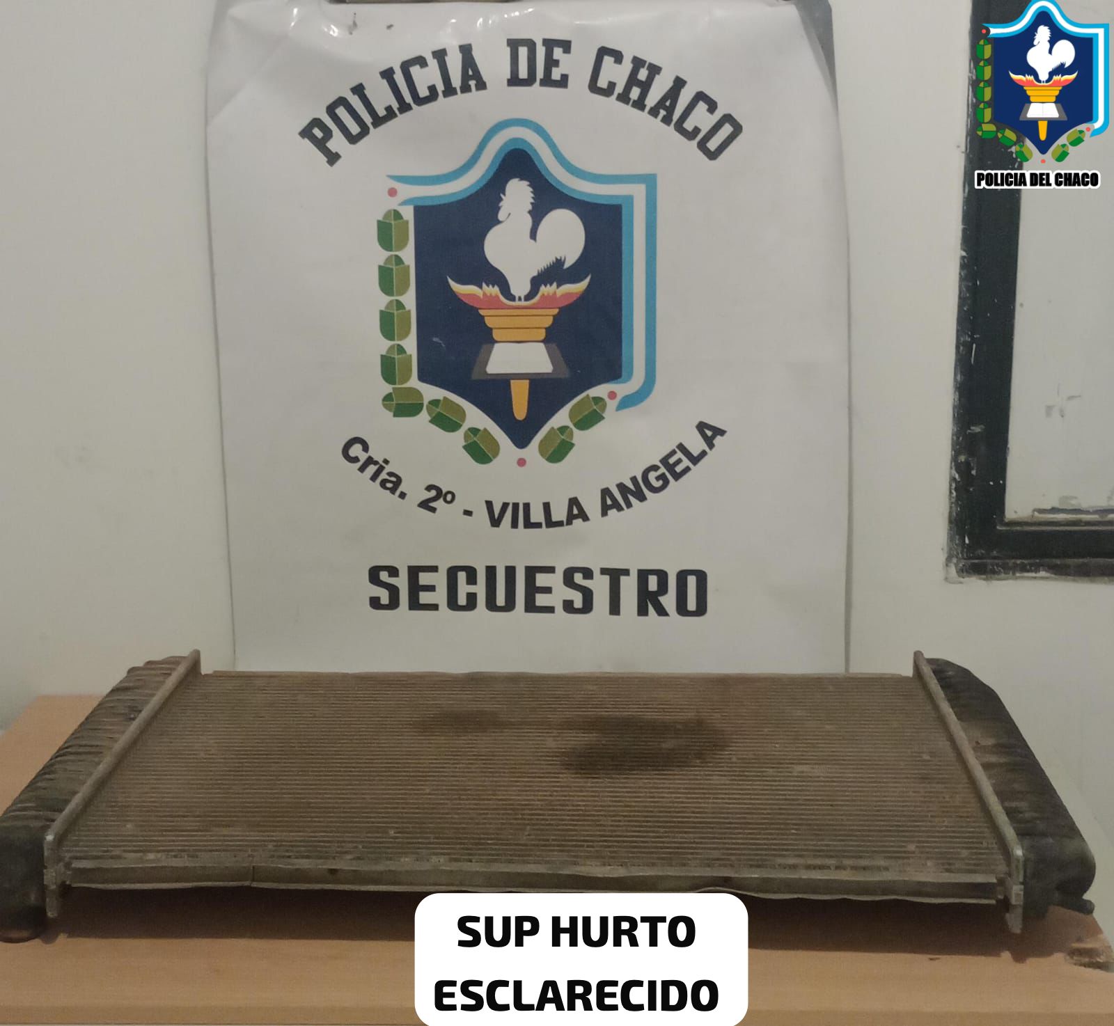 RECUPERAN UN RADIADOR ROBADO DE UNA CAMIONETA EN VILLA ÁNGELA