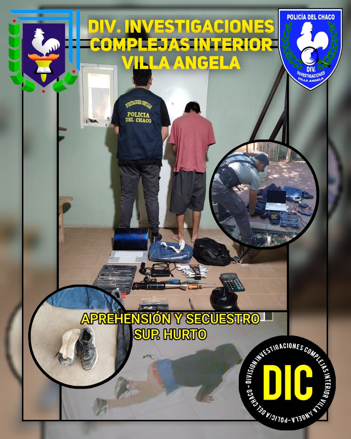 VILLA ÁNGELA: DETIENEN A “ROSARINO” Y RECUPERAN ELEMENTOS ROBADOS DE UNA VIVIENDA