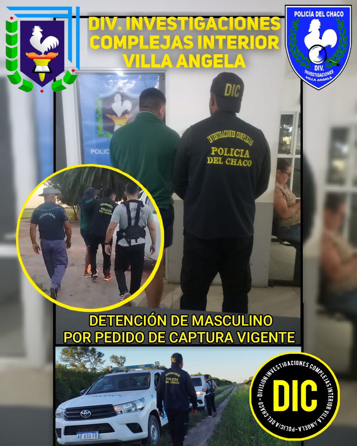 VILLA ÁNGELA: DETIENEN A G.M. TRAS OPERATIVO EN ZONA RURAL