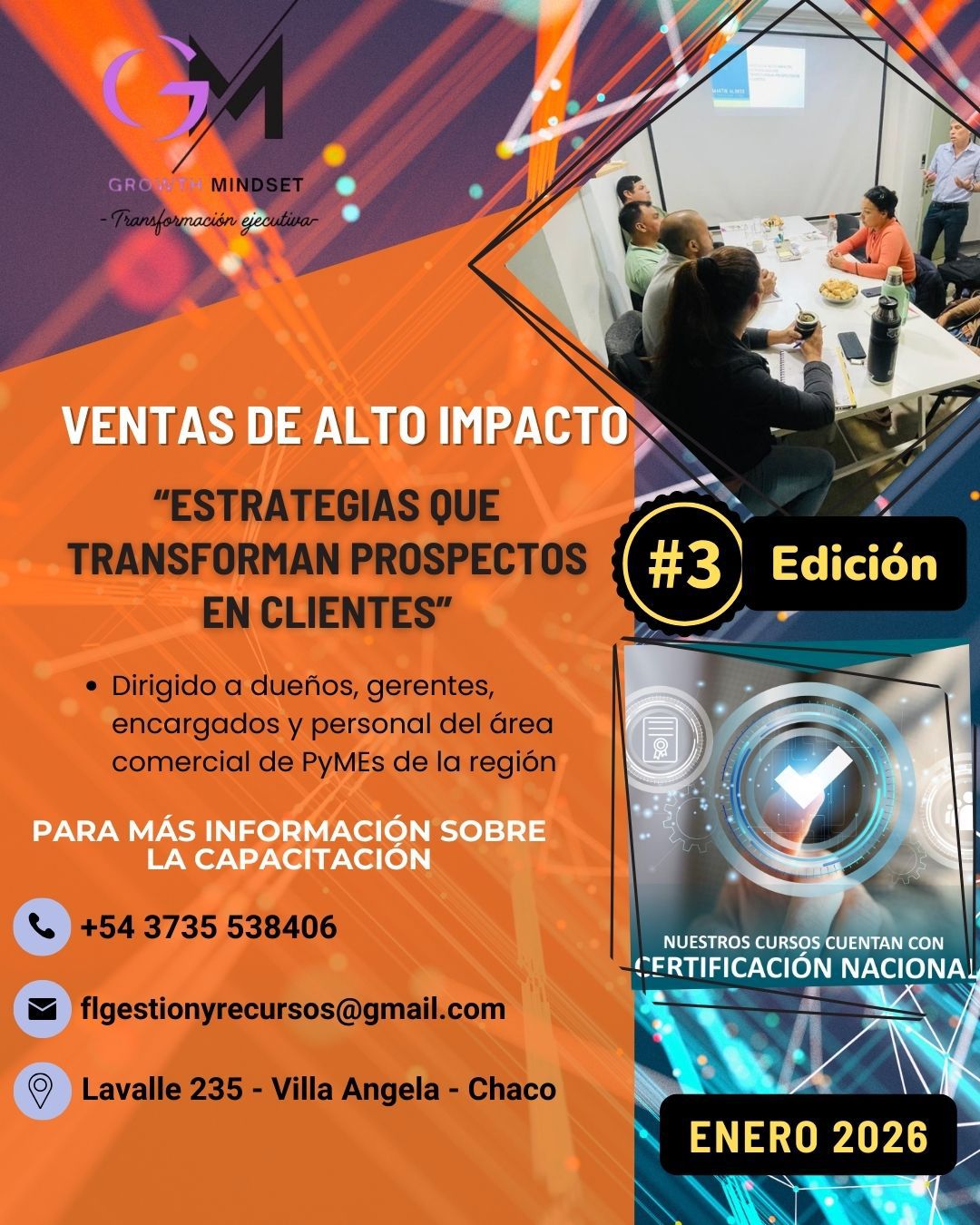 VILLA ÁNGELA: LA CÁMARA DE COMERCIO IMPULSA LA TERCERA EDICIÓN DE LAS CHARLAS DE “VENTAS DE ALTO IMPACTO”