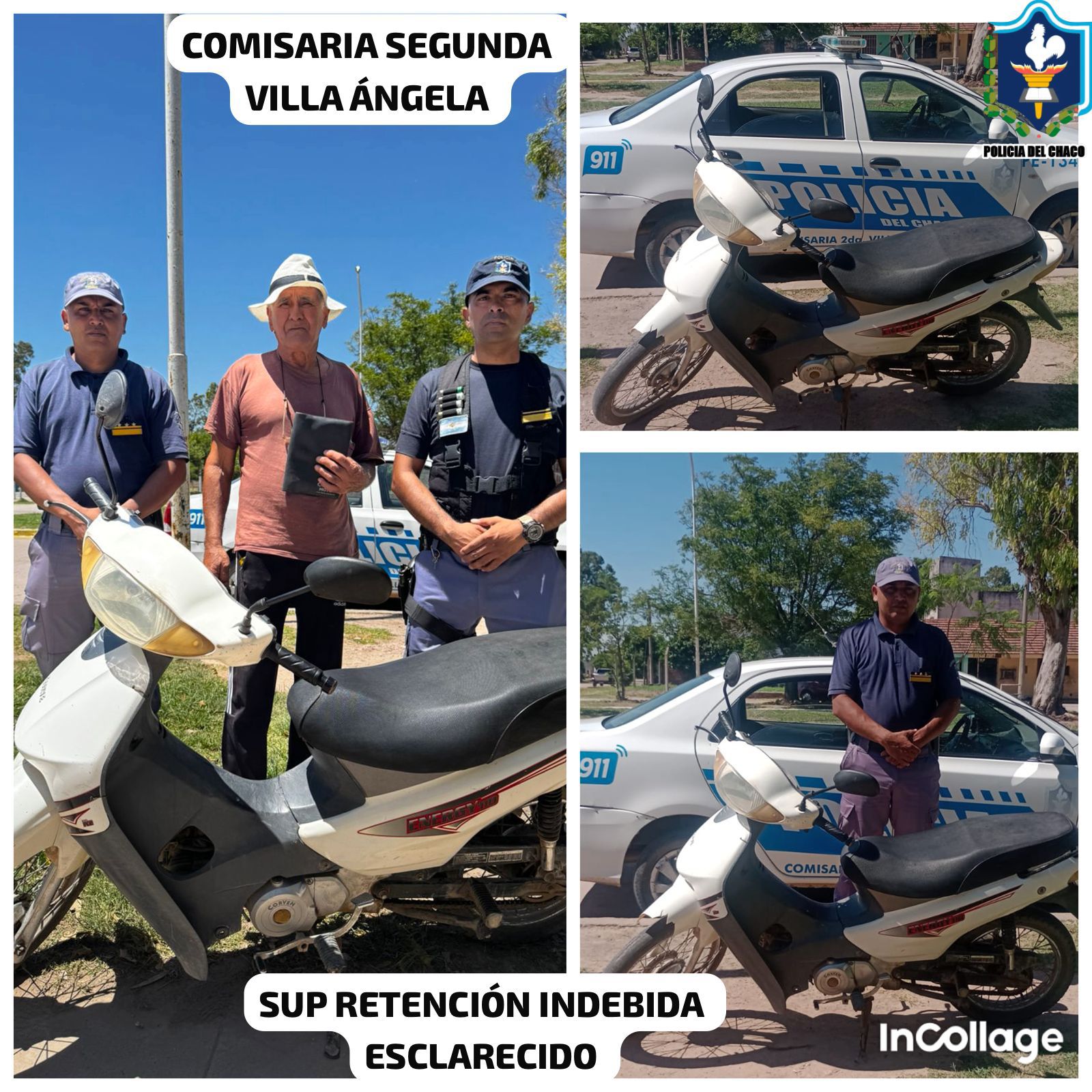 VILLA ÁNGELA: DEMORA EN LA DEVOLUCIÓN DE UNA MOTOCICLETA: INTERVINO LA COMISARÍA SEGUNDA