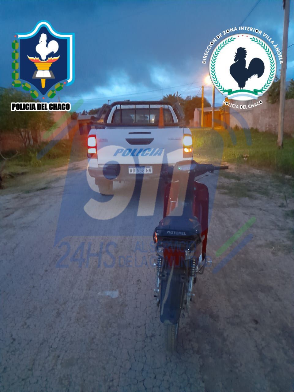 VILLA ÁNGELA: RECUPERARON UNA MOTOCICLETA SUSTRAÍDA TRAS UN ALERTA AL 911