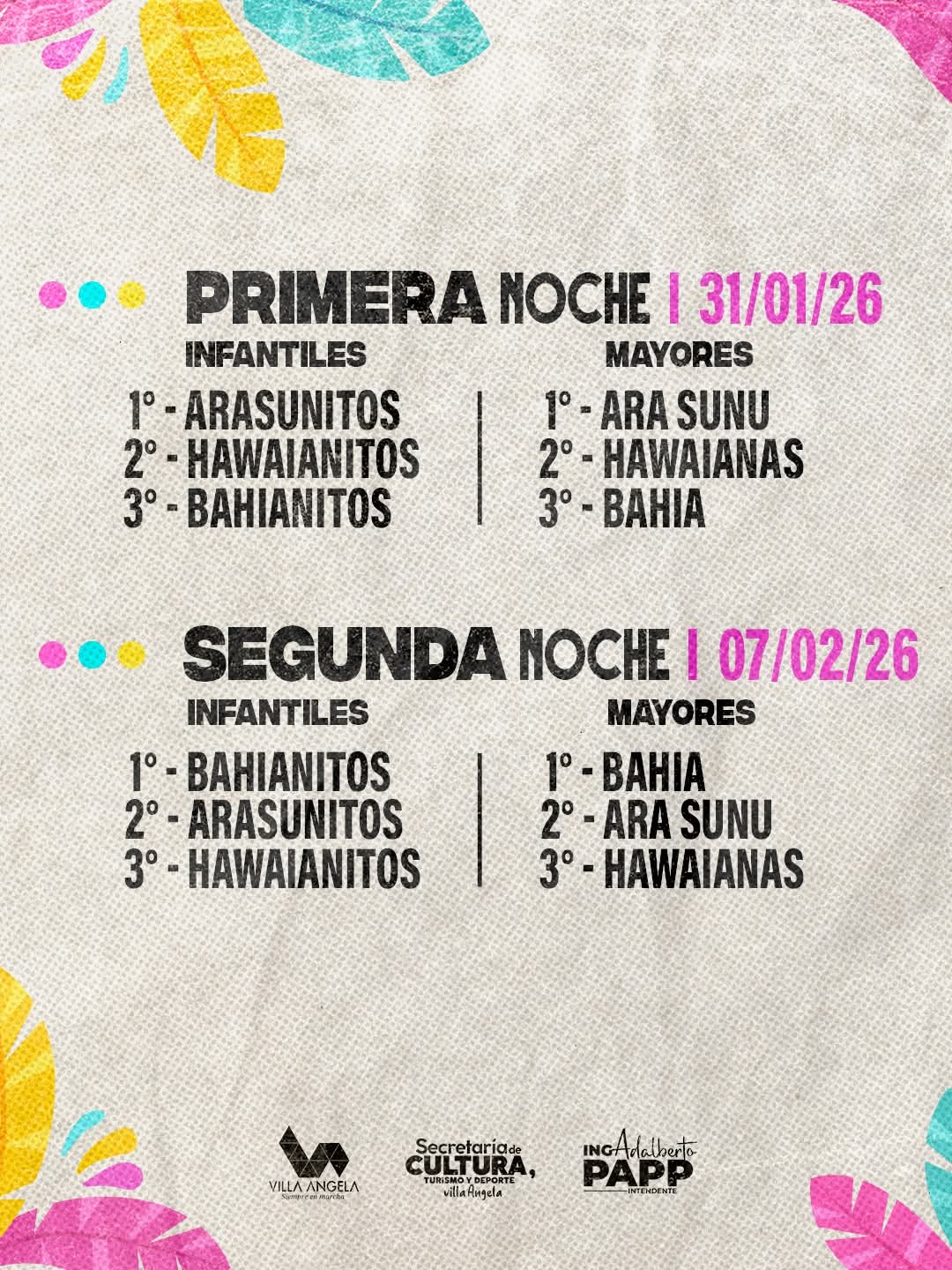 ARA SUNÚ ABRIRÁ LOS CARNAVALES 2026 DE VILLA ÁNGELA