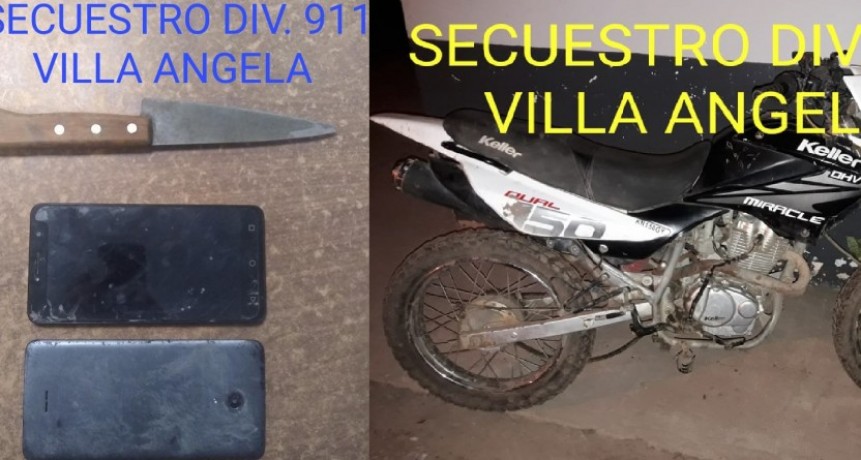 VILLA &Aacute;NGELA: SECUESTRAN UNA MOTO Y DOS MENORES QUE PORTABAN UN CUCHILLO ENTRE SUS PRENDAS
