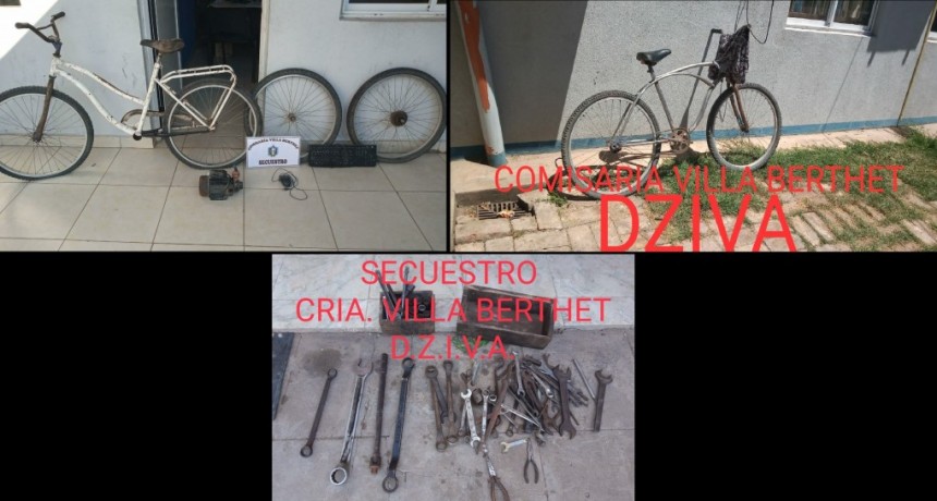 Villa Berthet: EL PERSONAL DETIENE A DOS MENORES COMO SUPUESTOS AUTORES DE DIVERSOS HECHOS DELICTIVOS Y RECUPERA LA TOTALIDAD DE LO SUSTRA&Iacute;DO