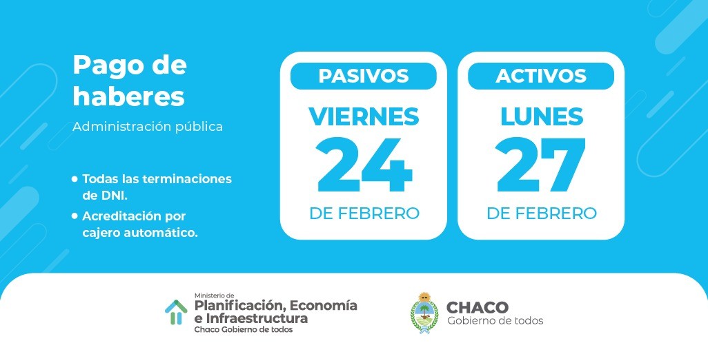 COMIENZA EL CRONOGRAMA DE PAGOS DE HABERES