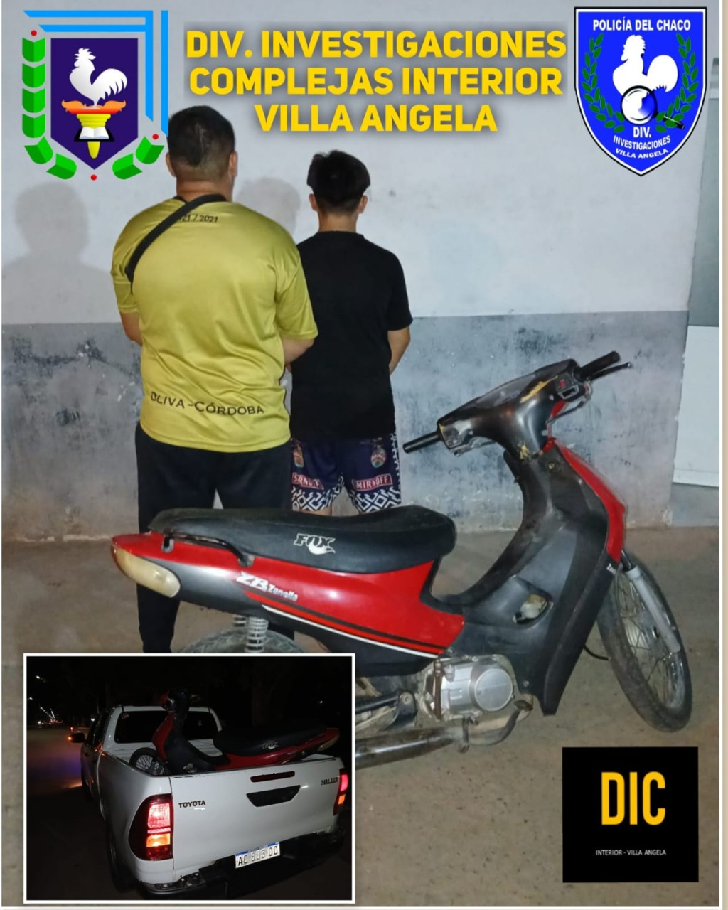 Villa Ángela: DETIENEN A UN MENOR POR LA SUSTRACCIÓN DE UNA MOTOCICLETA 110 