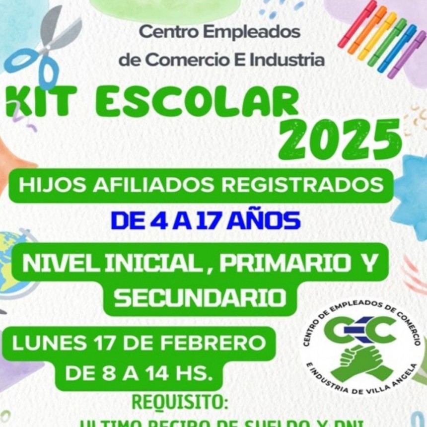 Villa &Aacute;ngela: EL SINDICATO DE EMPLEADOS DE COMERCIO ANUNCI&Oacute; LA ENTREGA DE KITS ESCOLARES 2025
