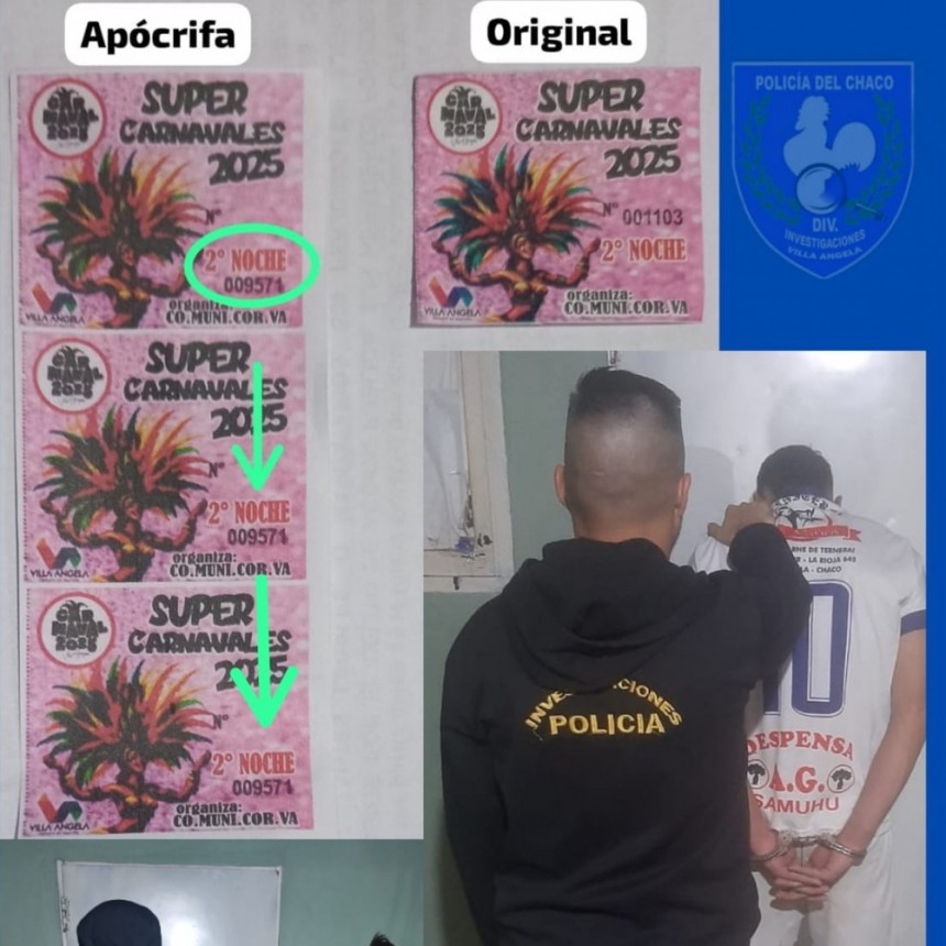 Villa &Aacute;ngela: DETIENEN A UN HOMBRE Y UNA MUJER POR LA VENTA DE ENTRADAS FALSAS DE LOS CARNAVALES 2025