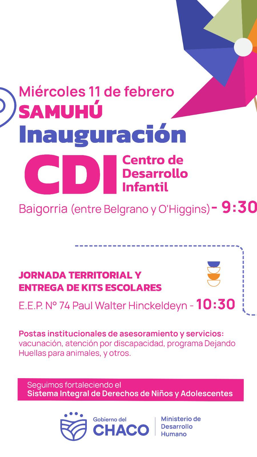 AMPLIA JORNADA COMUNITARIA ESTE MIÉRCOLES EN SAMUHÚ CON ACTIVIDADES PARA NIÑOS Y FAMILIAS