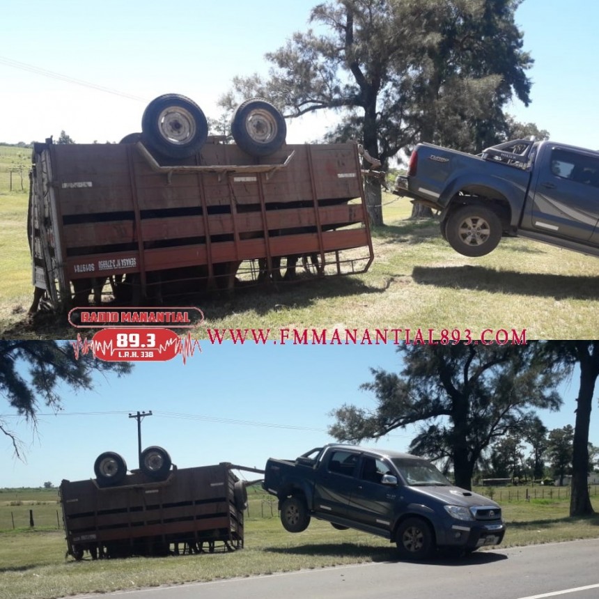 RUTA N&deg;6 UNA CAMIONETA PIERDE EL CONTROL TRAS LA EXPLOSI&Oacute;N DE UN NEUM&Aacute;TICO DEL TRAILER