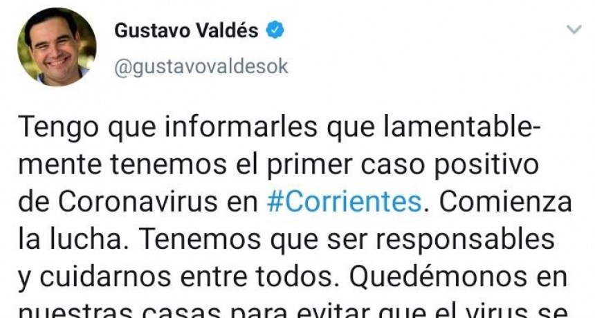 Un Villangelense es el primer caso de coronavirus en Corrientes