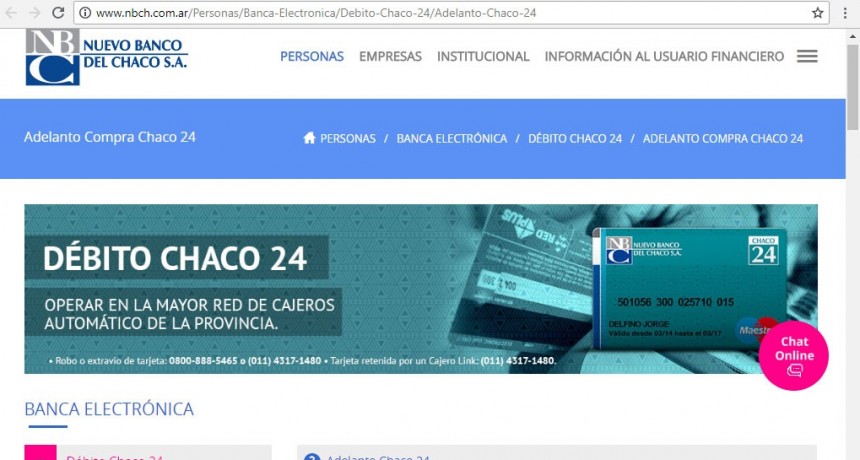 El Nuevo Banco del Chaco informa acerca de tr&aacute;mites online para Solicitud y Gesti&oacute;n de Tarjeta de d&eacute;bito.