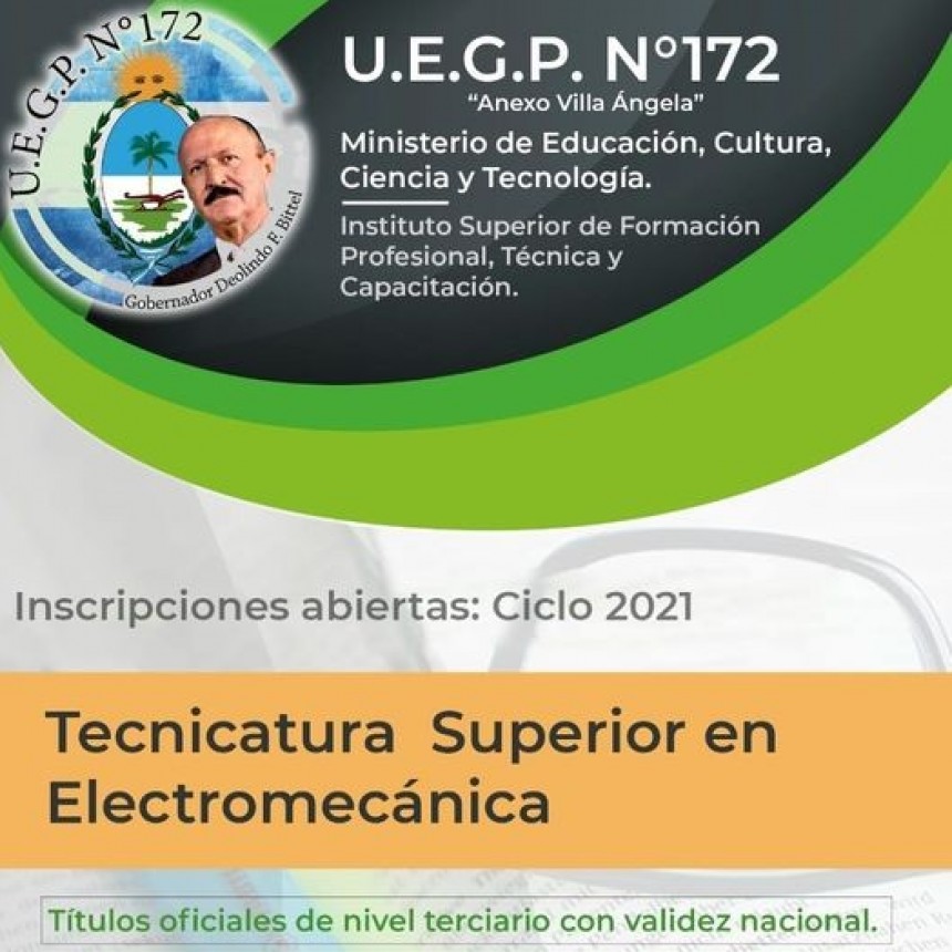 EL MUNICIPIO DE VILLA &Aacute;NGELA INVITA A ESTUDIAR TECNICATURA EN ELECTROMEC&Aacute;NICA DE FORMA GRATUITA