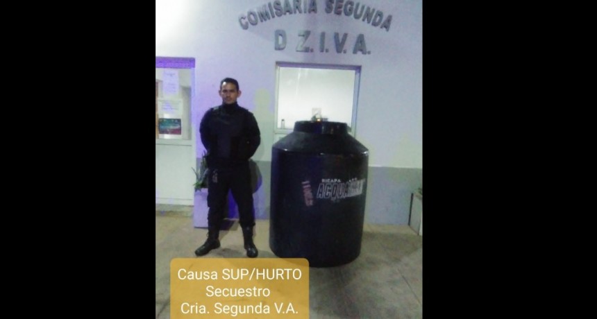 Villa &Aacute;ngela: EL PERSONAL POLICIAL LOGR&Oacute; EL RECUPERO DE UN TANQUE DE AGUA