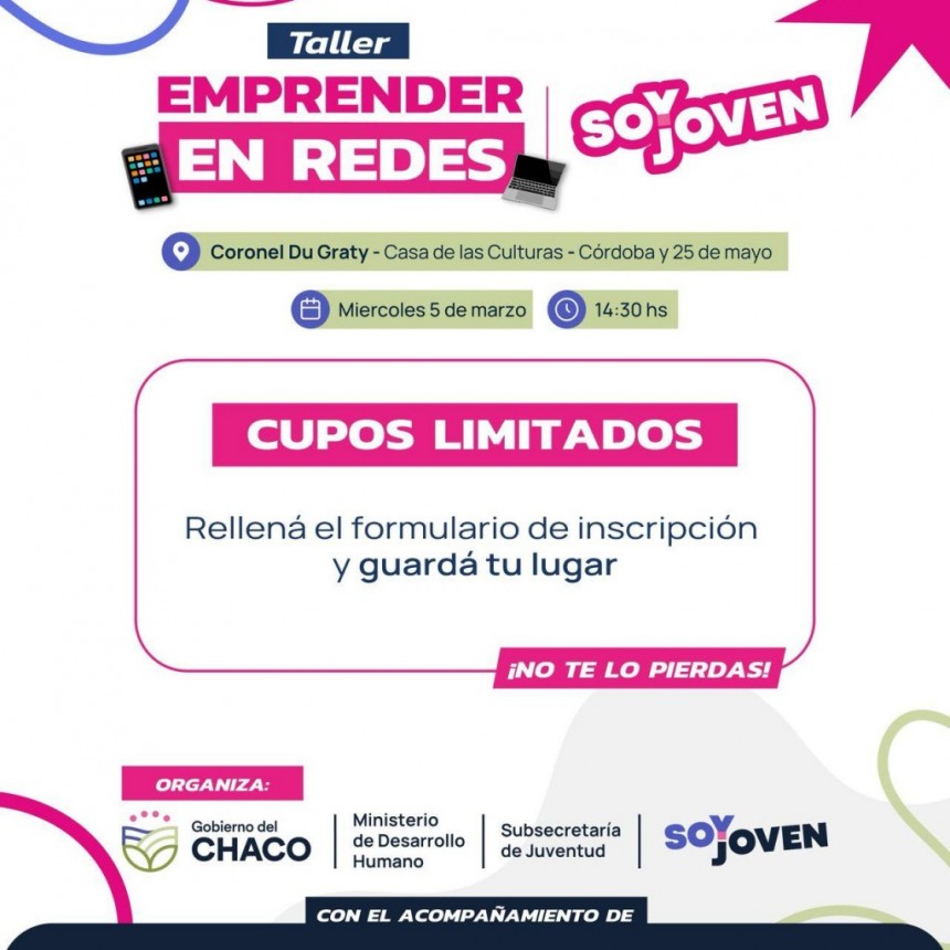 EL GOBIERNO PROVINCIAL INVITA A PARTICIPAR DEL TALLER &ldquo;EMPRENDER EN REDES&rdquo; QUE SE REALIZAR&Aacute; EN SANTA SYLVINA Y DU GRATY