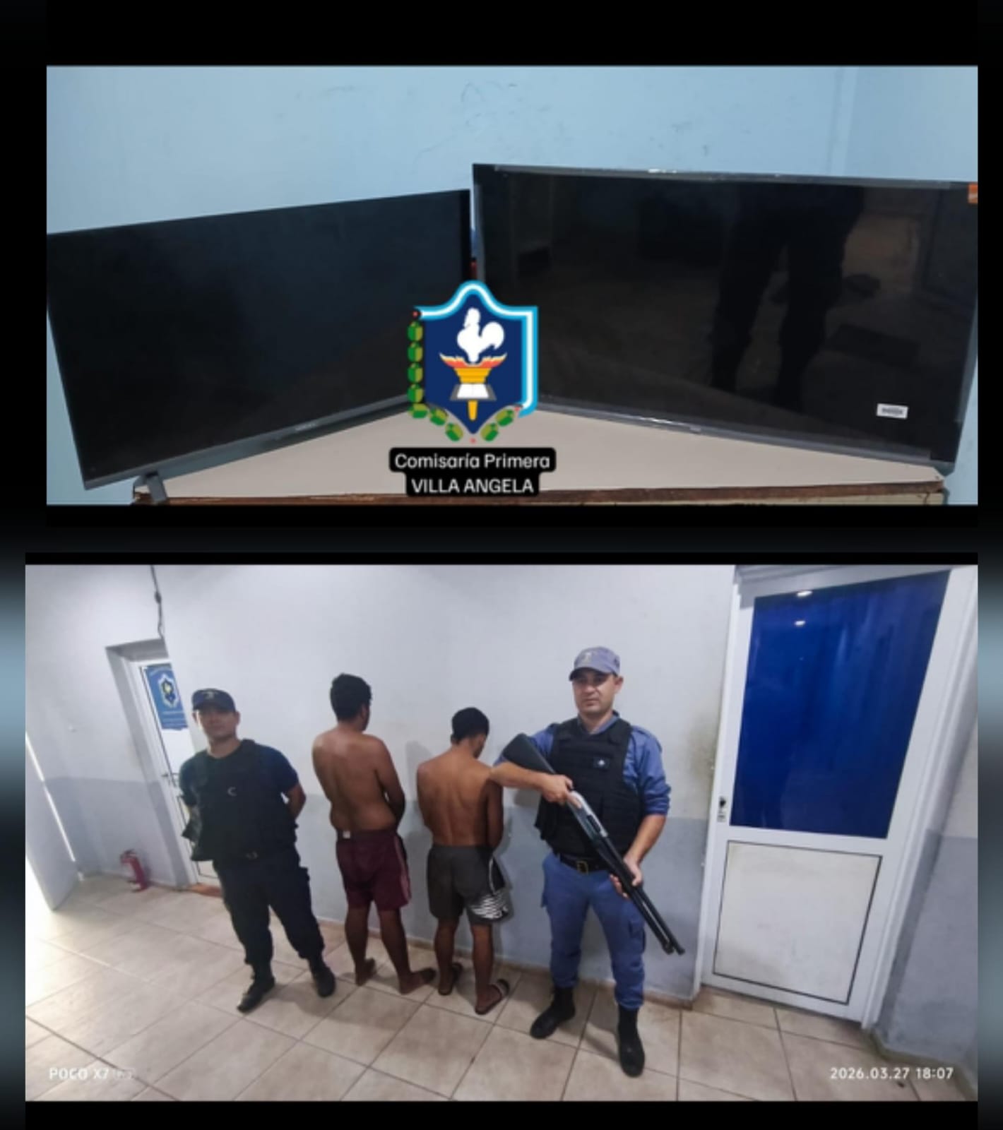 VILLA &Aacute;NGELA: APREHENDIERON A DOS HOMBRES Y RECUPERARON TELEVISORES ROBADOS