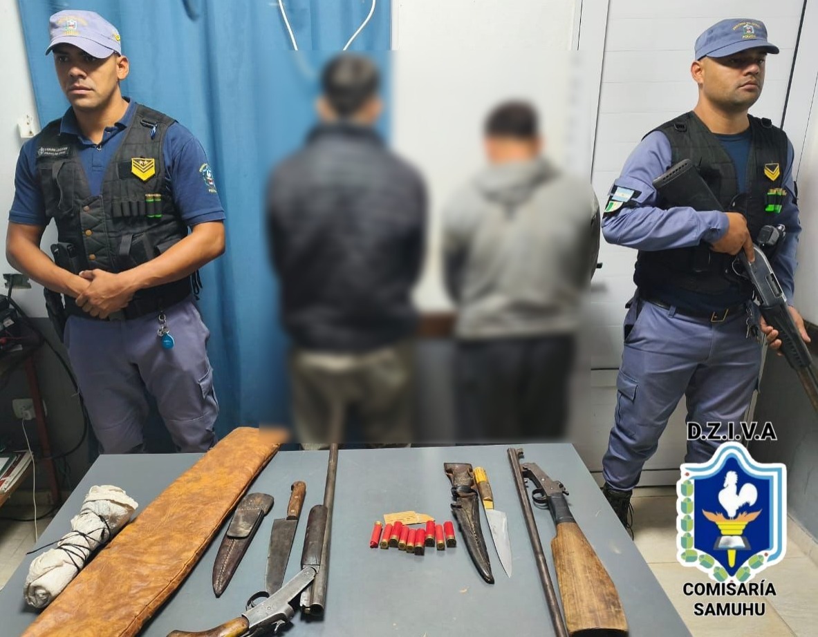 Samuh&uacute;: DOS HOMBRES DEMORADOS | CIRCULABAN EN MOTO CON ESCOPETAS Y CARTUCHOS