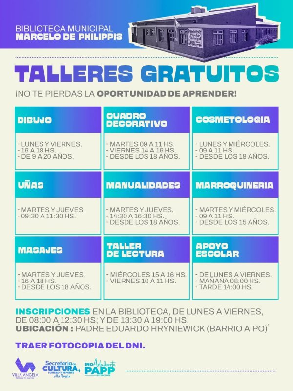 SE ENCUENTRA ABIERTA LA INSCRIPCI&Oacute;N A TALLERES GRATUITOS  DE LA BIBLIOTECA 