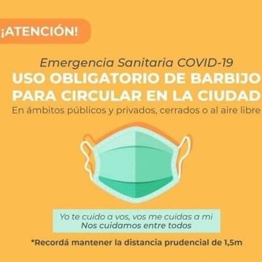 SANTA SYLVINA DETERMINO EL USO OBLIGATORIO DE BARBIJOS, TAPABOCAS O PROTECTORES FACIALES 