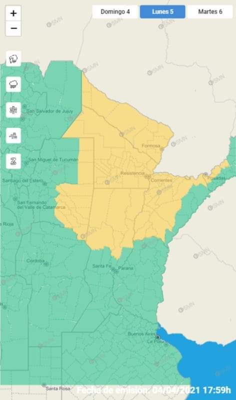 ALERTA POR TORMENTAS FUERTES EN TODA LA PROVINCIA