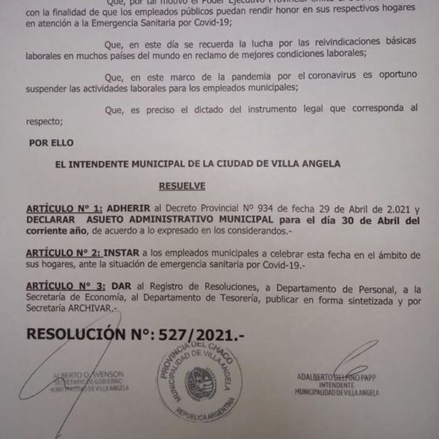 Villa &Aacute;ngela: EL MUNICIPIO ADHIRI&Oacute; AL DECRETO QUE DECLARA ASUETO ADMINISTRATIVO POR EL 1&deg; DE MAYO