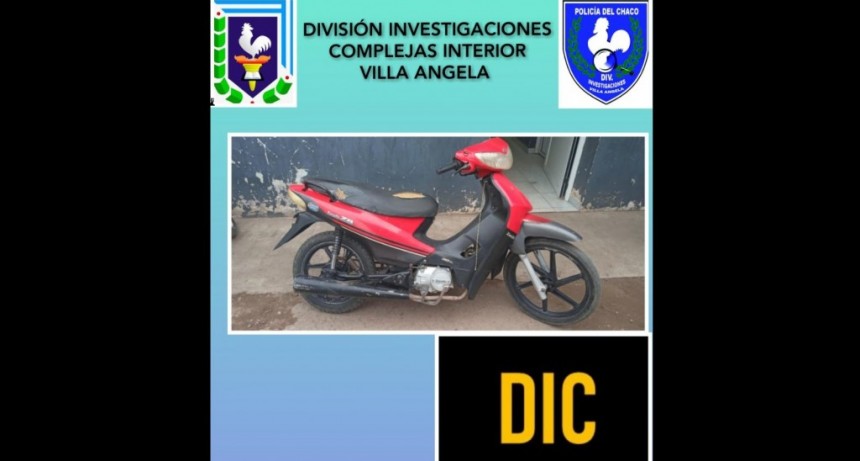 RECUPERAN EN DU GRATY UNA MOTO SUSTRA&Iacute;DA EN VILLA &Aacute;NGELA