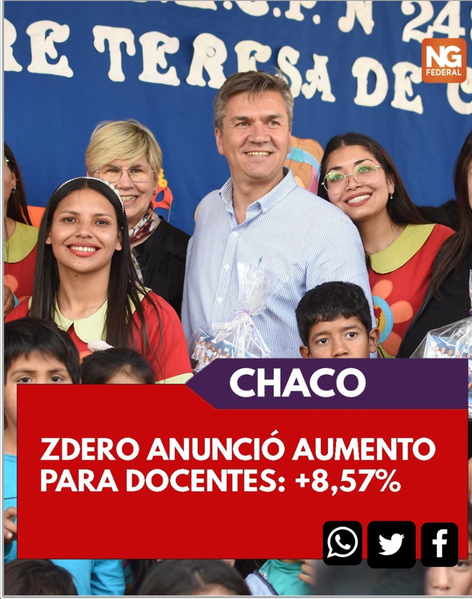 CHACO ANUNCI&Oacute; UN INCREMENTO SALARIAL DEL 8,57% PARA DOCENTES