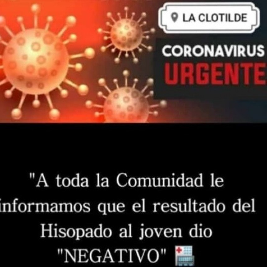 La Clotilde: EL CASO SOSPECHOSO ES NEGATIVO PARA COVID-19