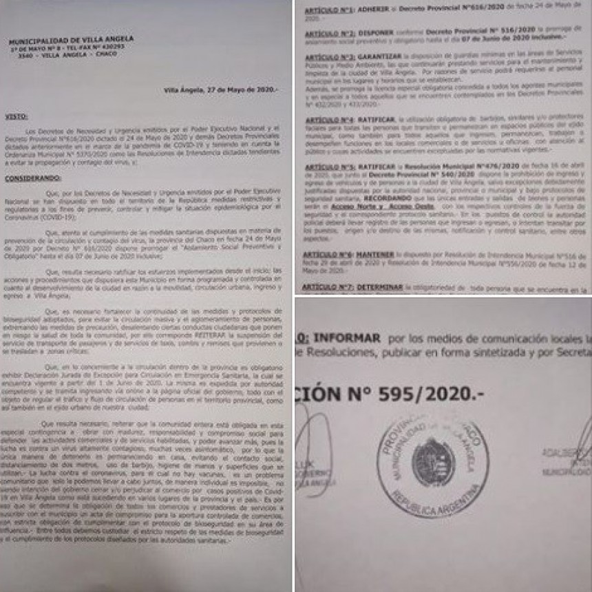 Villa &Aacute;ngela: EL MUNICIPIO INFORMA LA EXTENSI&Oacute;N DE LA CUARENTENA HASTA EL 7 DE JUNIO Y ADVIERTE QUE QUEDAN SIN EFECTOS LOS PERMISOS DE CIRCULACI&Oacute;N UTILIZADOS HASTA EL MOMENTO