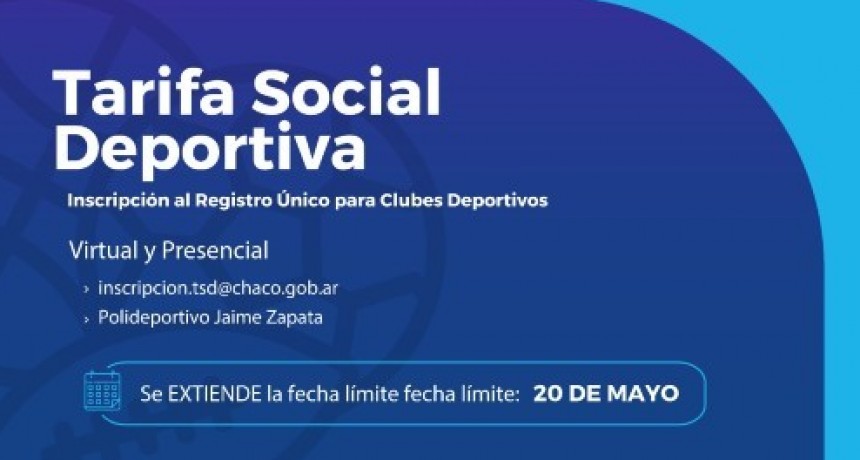 INCENTIVO A LAS INSTITUCIONES DEPORTIVAS: Hasta el 20 de mayo, los clubes pueden inscribirse en la tarifa social deportiva