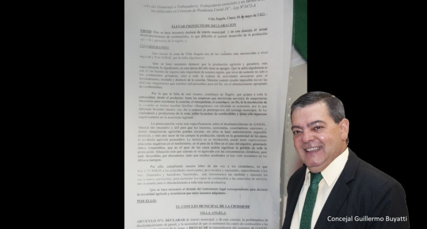 Villa �ngela: EL CONCEJO DELIBERANTE ELEV� EL PROYECTO DE DECLARACI�N DE INTER�S MUNICIPAL LA PROBLEM�TICA DEL DESABASTECIMIENTO DE GASOIL | ?de esta manera invitamos a los Diputados y Senadores Nacionales que se ocupen de este tema?