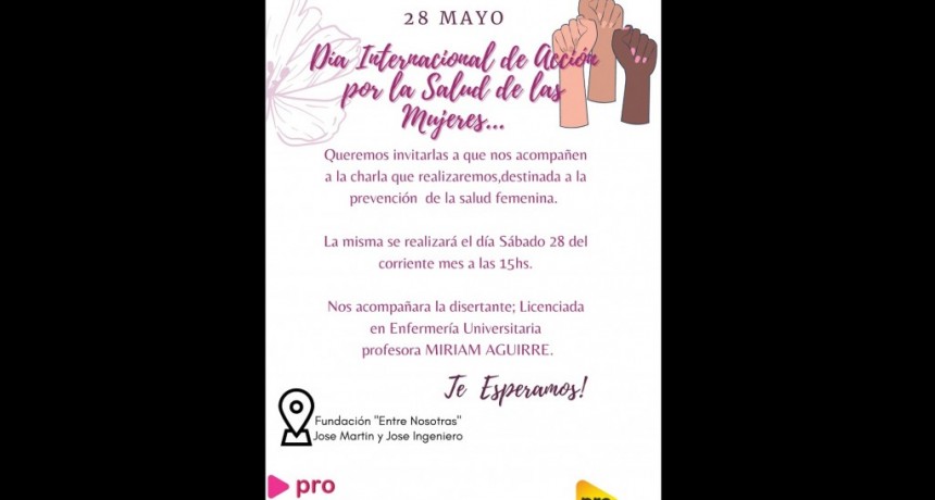 Villa &Aacute;ngela: EL PRO INVITA A UNA CHARLA DE PREVENCI&Oacute;N DE LA SALUD DE LAS MUJERES PARA ESTE S&Aacute;BADO | &ldquo;es un espacio pensado exclusivo para y por las mujeres&rdquo;