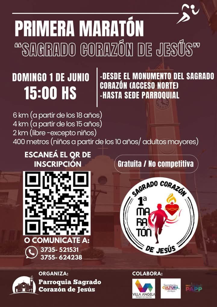 PRIMERA MARAT&Oacute;N "SAGRADO CORAZ&Oacute;N DE JES&Uacute;S": LA PARROQUIA CONVOCA A LA COMUNIDAD EN UNA JORNADA DE FE Y DEPORTE