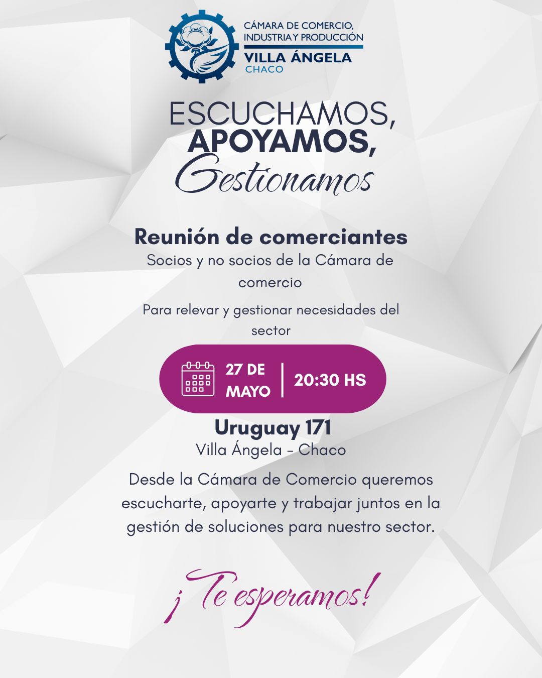 VILLA &Aacute;NGELA: HOY A LAS 20:30 REUNI&Oacute;N DE COMERCIANTES EN C&Aacute;MARA DE COMERCIO 