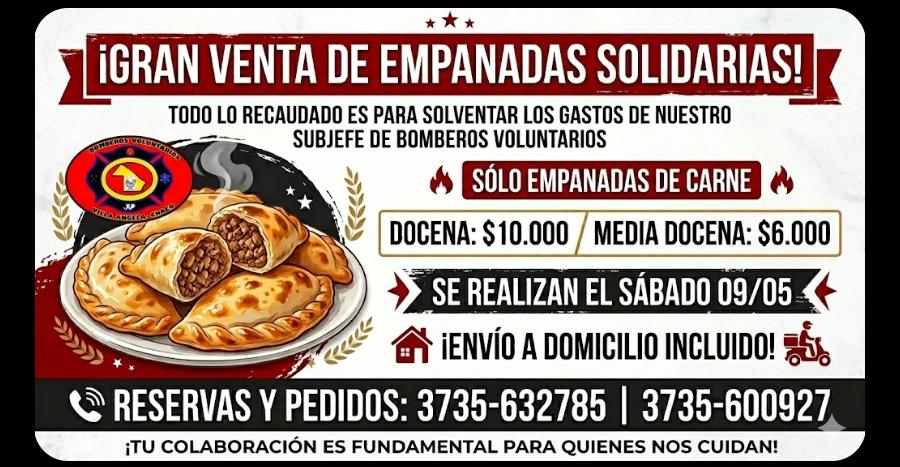 BOMBEROS VOLUNTARIOS REALIZAN VENTA SOLIDARIA DE EMPANADAS PARA AYUDAR AL SUBJEFE RAJOY