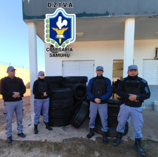 SAMUHU: SECUESTRAN 20 NEUM&Aacute;TICOS SIN DOCUMENTACI&Oacute;N EN CONTROL VEHICULAR SOBRE RUTA PROVINCIAL 13